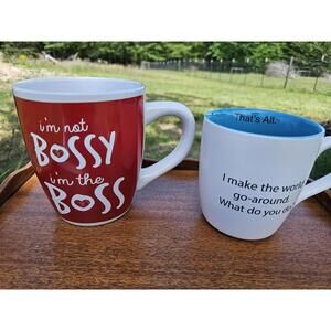 Set of 2 Novelty Mugs! I Make the World Go Around & I'm Not Bossy
